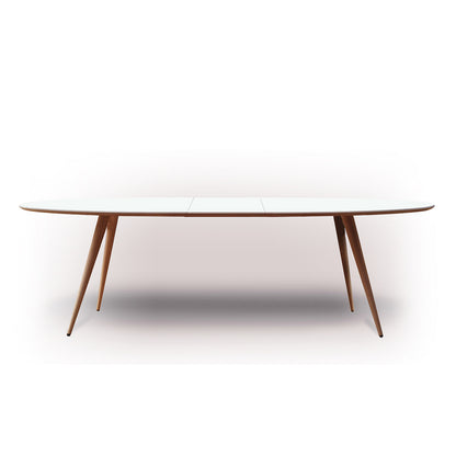 Edge Extending Oval Table GM3900 | White Corian Top Walnut Legs