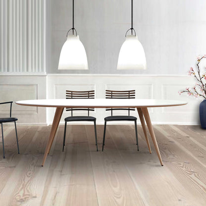 Edge Extending Oval Table GM3900 | White Corian Top Walnut Legs