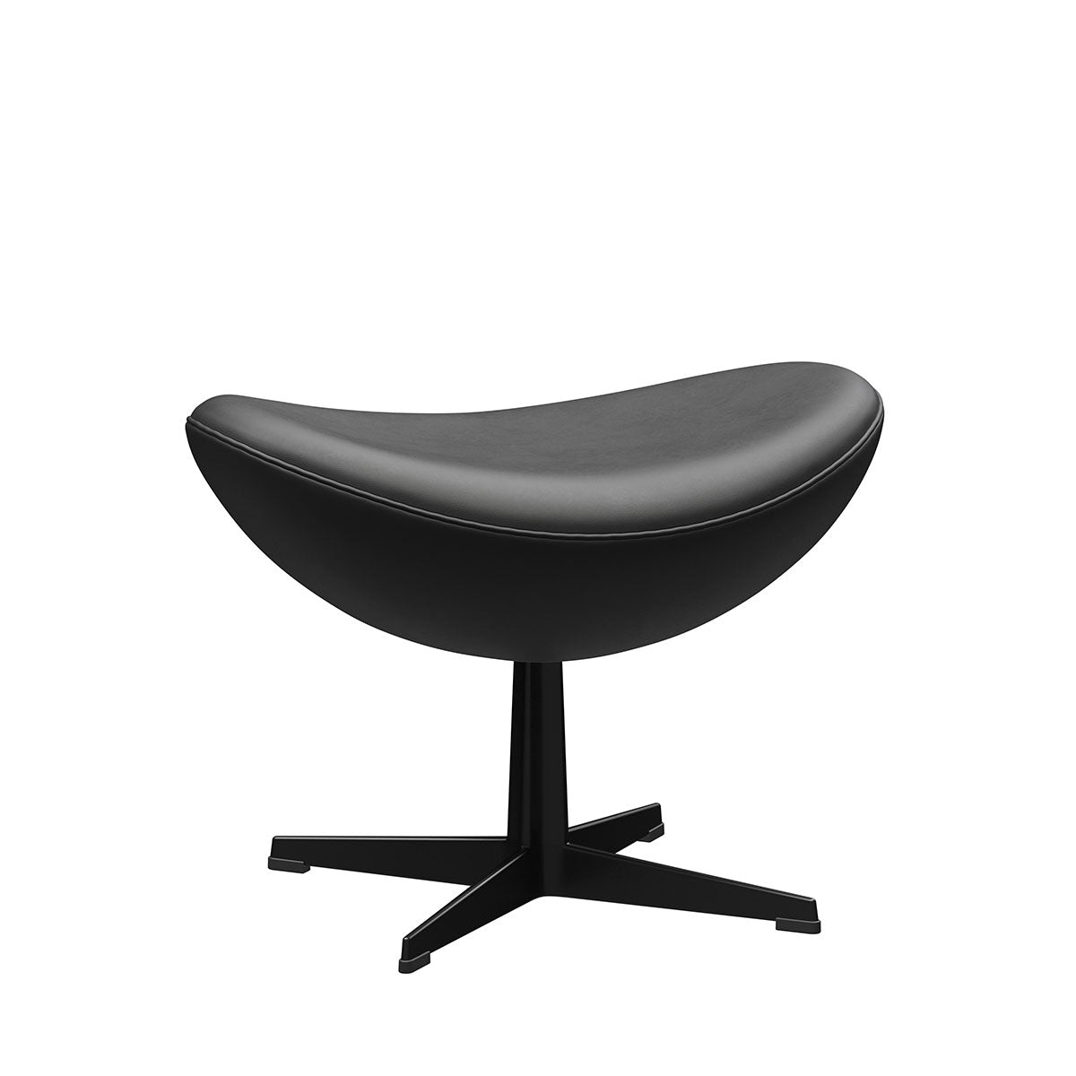 Egg Footstool | Black Essential Leather Upholstery