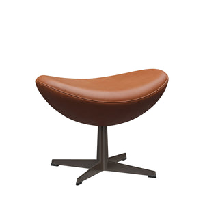 Egg Footstool | Walnut Grace Leather Upholstery