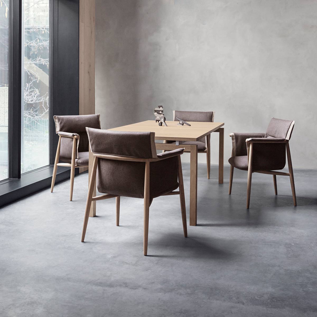 Embrace Armchair E005 | Light Grey Hallingdal 130 Black Edge Strip