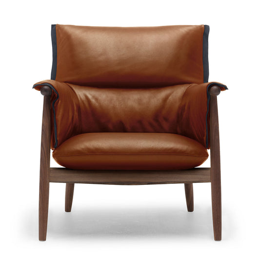 Embrace Lounge Chair E015 | Dark Chestnut Sif 92 Leather Brown Edge Strip