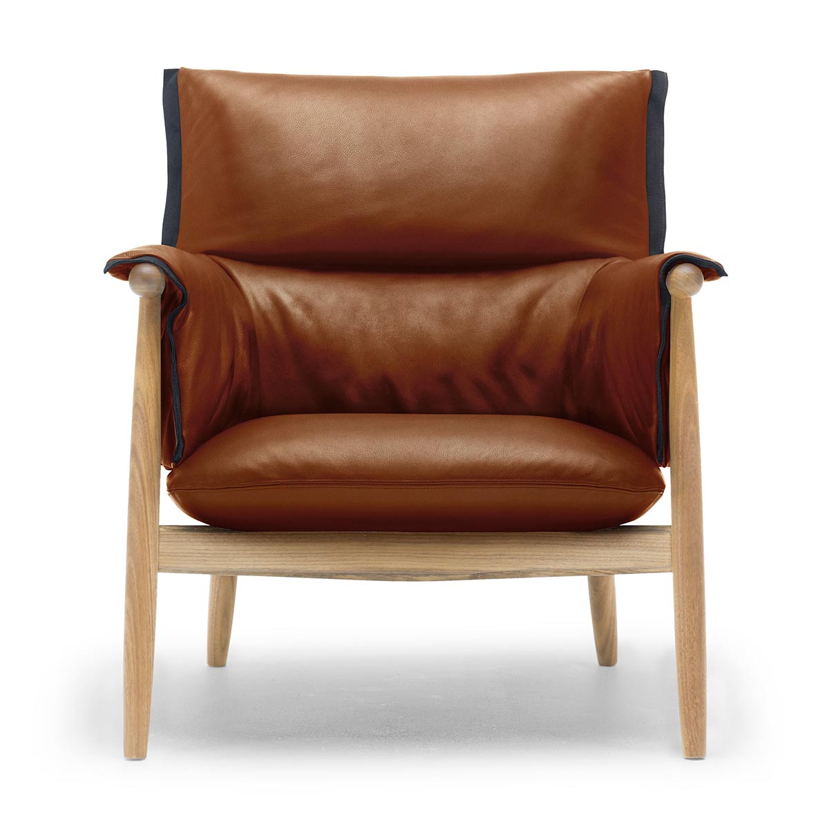 Embrace Lounge Chair E015 | Dark Chestnut Sif 92 Leather Black Edge Strip