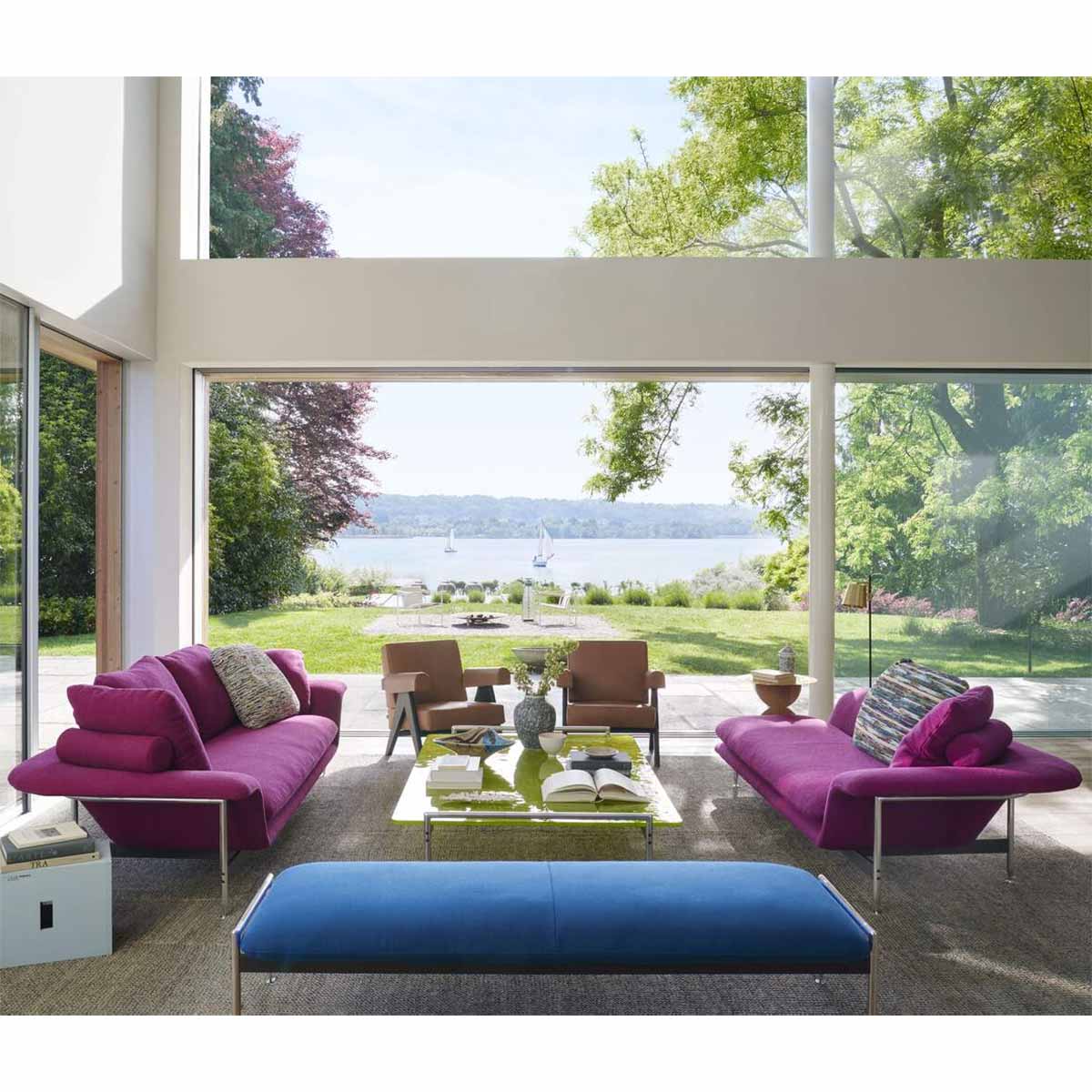 Esosoft 3 Seat High Back Sofa | Perbacco 13E446 Aubergine Fabric
