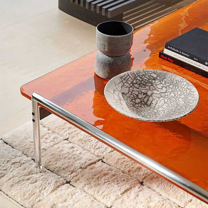 Esosoft High Coffee Table 126x90 | Amber Fluted Glass Top