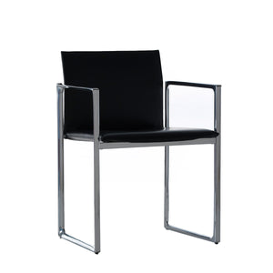Eve Chair | Black Saddle Leather Seat and Back