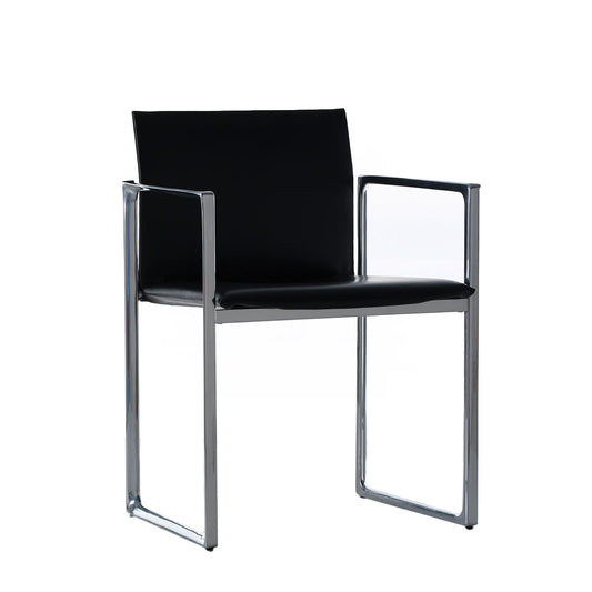 Eve Chair | Black Saddle Leather Seat and Back