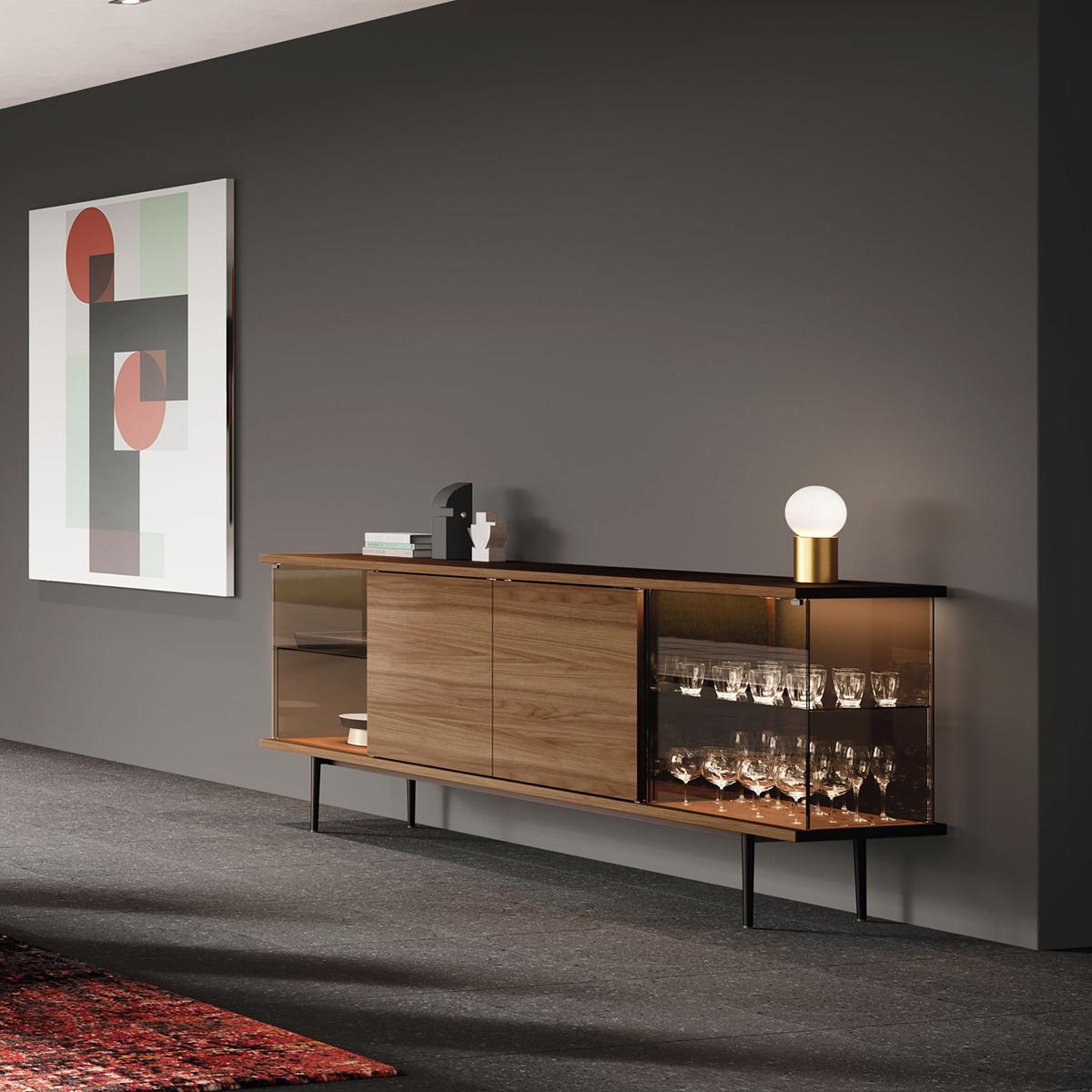 The Farns Sideboard Medium | Nutwood and Glass