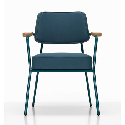 Fauteuil Direction | Premium Leather Smoke Blue 60 with Prouve Bleu Dynastie Frame