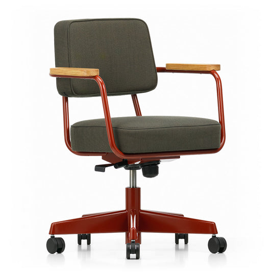 Fauteuil Direction Pivotant | Twill Brown 05 with Japanese Red Frame