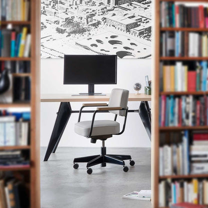 Fauteuil Direction Pivotant | Premium Leather Sand 71 with Deep Black Frame