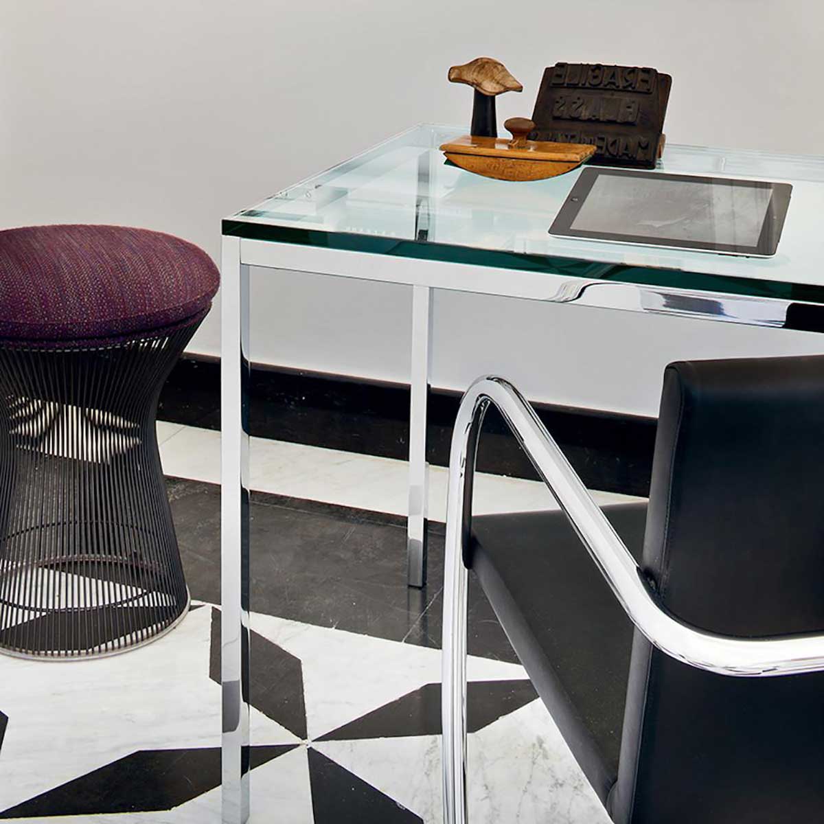 Florence Knoll Mini Desk | Clear Glass Top