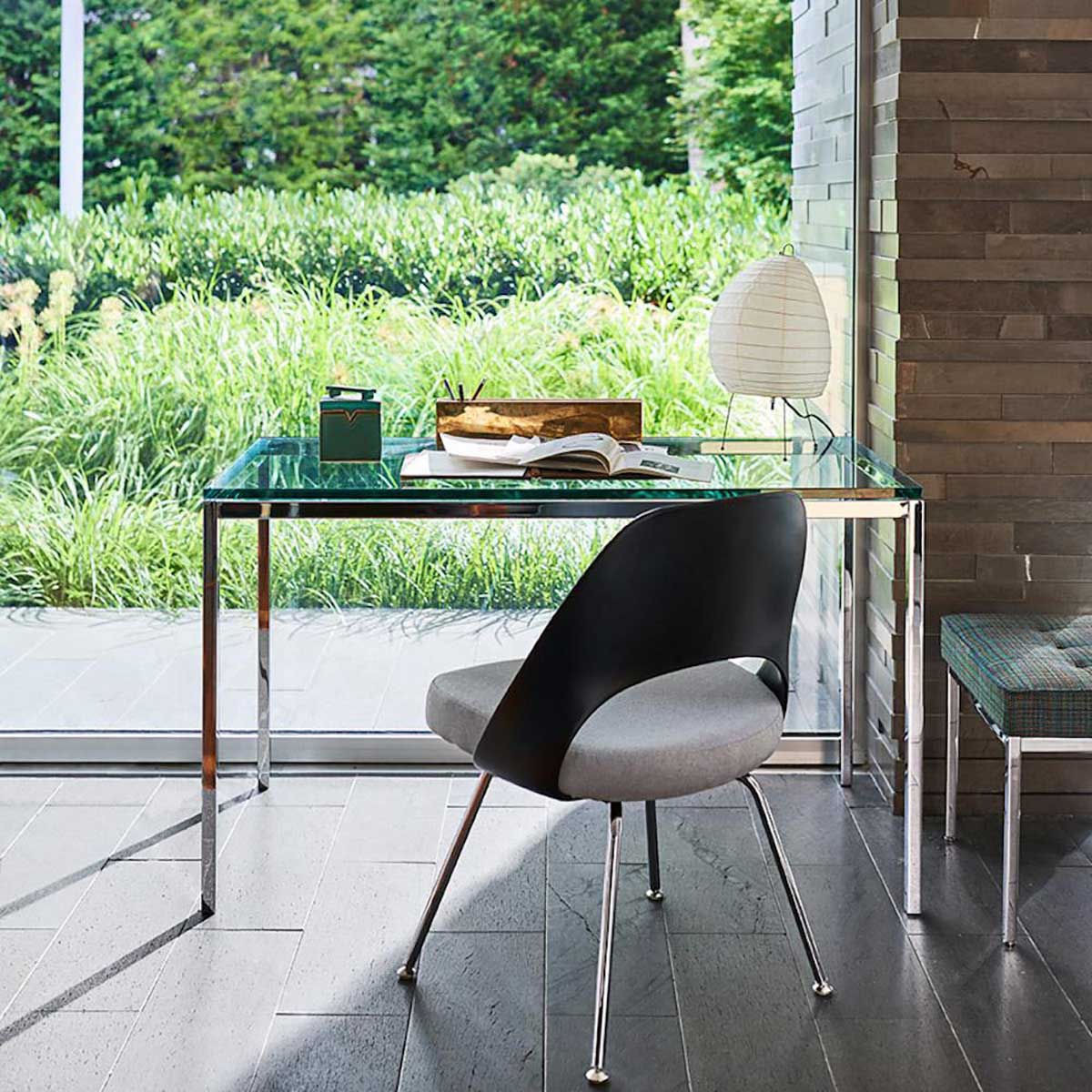Florence Knoll Mini Desk | Clear Glass Top