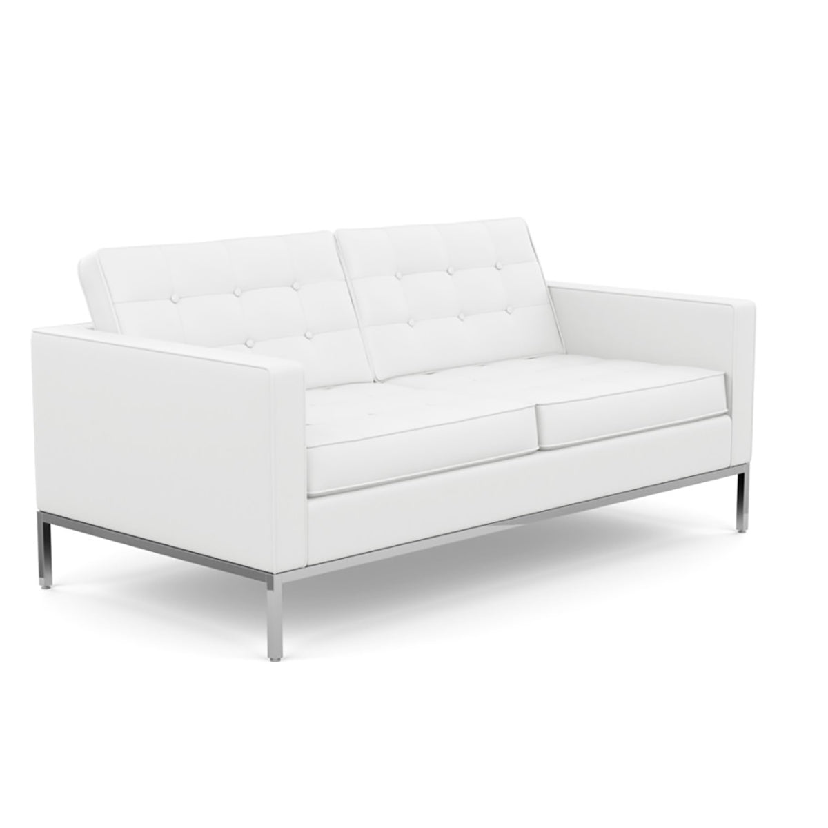 Florence Knoll 2 Seat Sofa | White Leather Upholstery