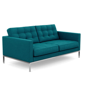 Florence Knoll Sofa 2 Seat Relax | Tufted Blue Cato Fabric NO Buttons