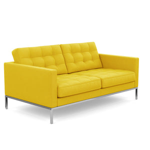 Florence Knoll Sofa 2 Seat Relax | Tufted Yellow Cato Fabric NO Buttons
