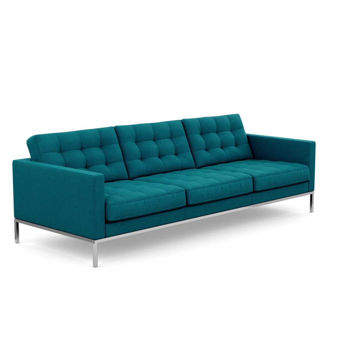 Florence Knoll Sofa 3 Seat Relax | Tufted Blue Cato Fabric NO Buttons