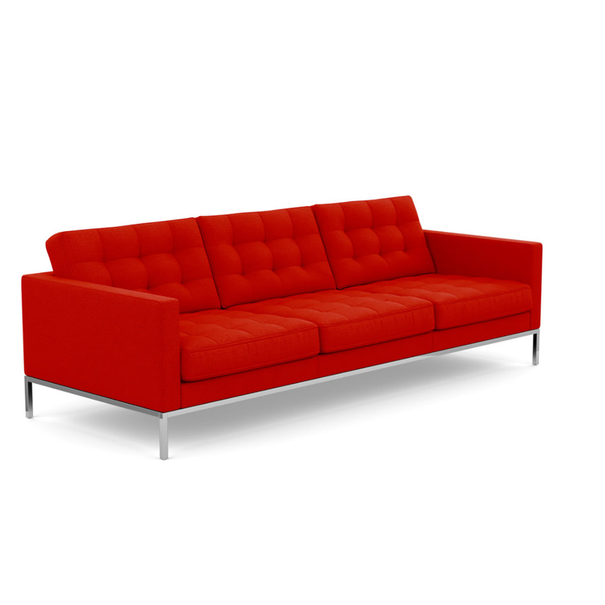 Florence Knoll Sofa 3 Seat Relax | Tufted Fire Red Cato Fabric NO Buttons
