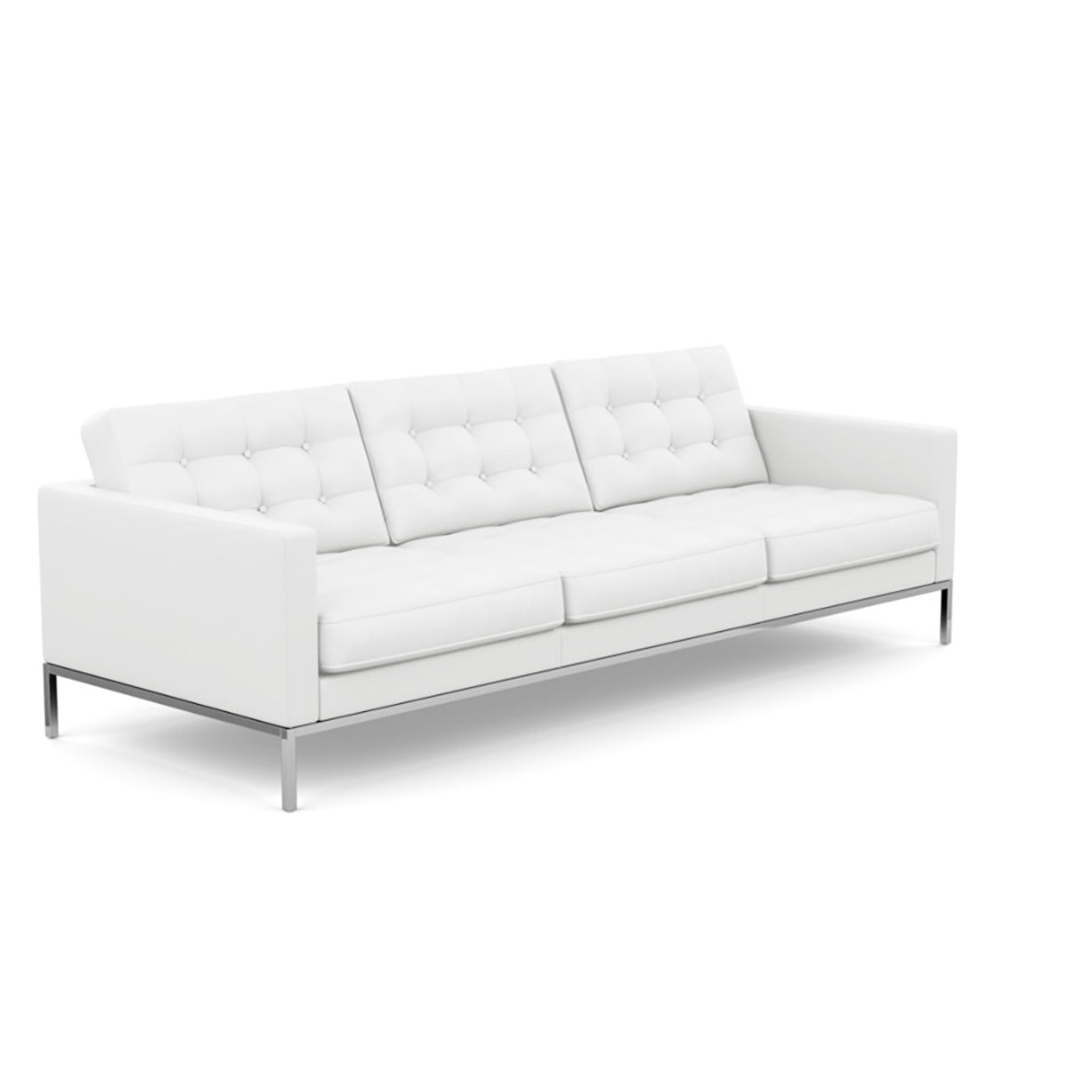 Florence Knoll Sofa 3 Seat Relax | Tufted White 785 Volo Leather WITH Buttons