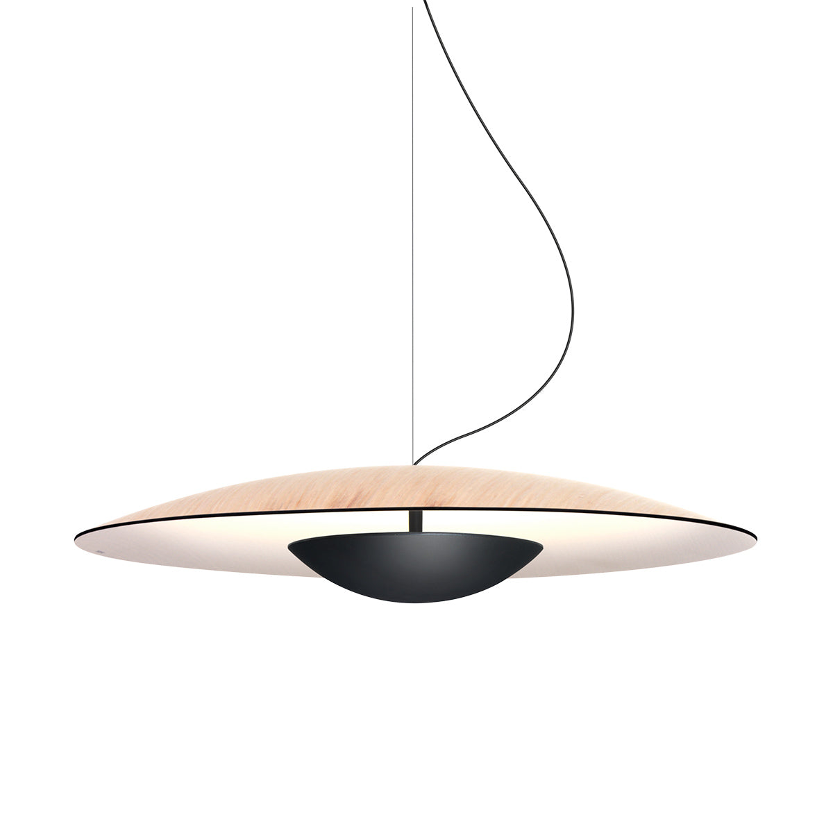 Ginger 60 Pendant Light LED | Oak and White Shade