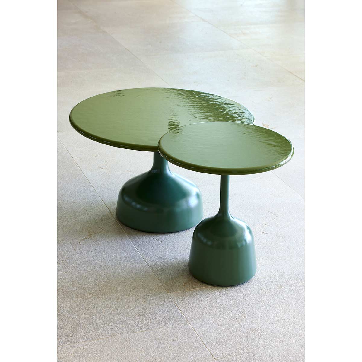 Glaze Coffee Table Small | Green Glazed Lava Stone Top