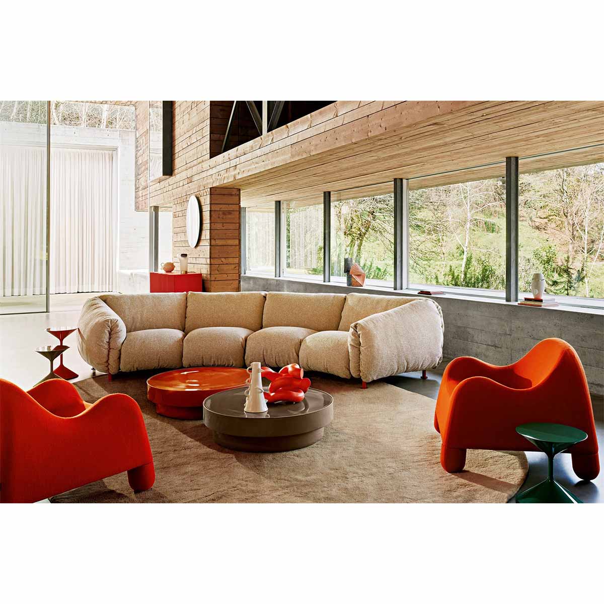 Gomma Armchair | Burnt Orange Terso Fabric Upholstery
