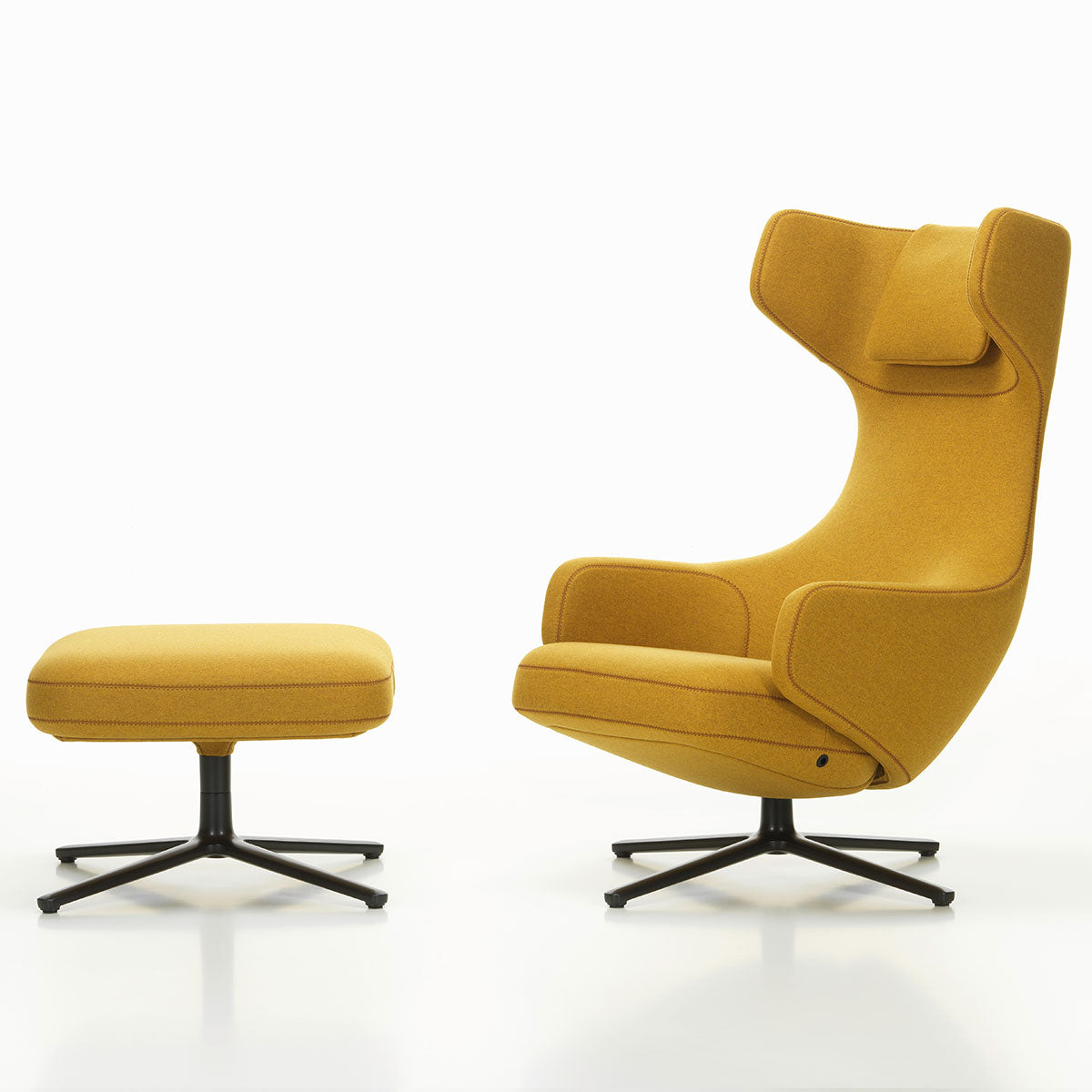 Grand Repos Lounge Chair & Ottoman | Cosy 14 Canola Wool Upholstery