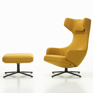 Grand Repos Lounge Chair & Ottoman | Cosy 14 Canola Wool Upholstery