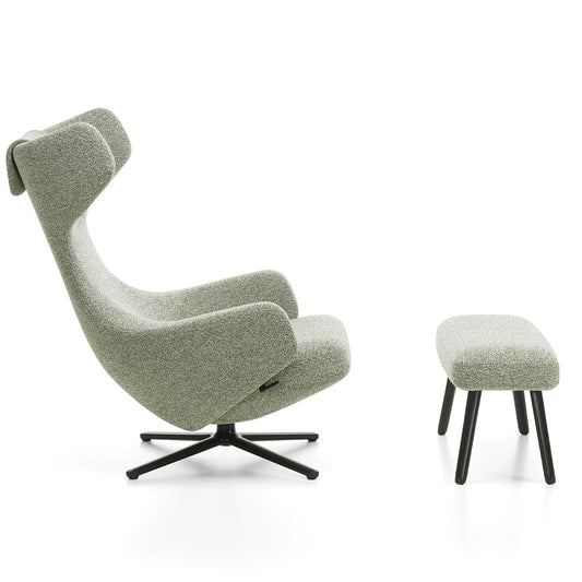 Grand Repos Lounge Chair & Panchina | Nubia 05 Cream and Dark Brown Fabric Upholstery