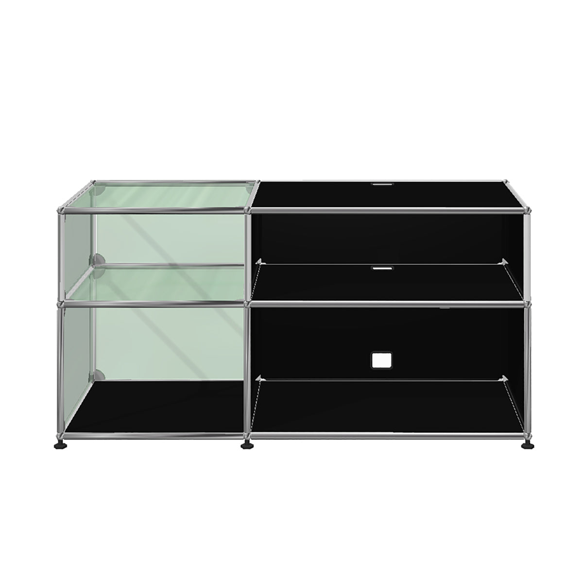 USM Glass Media Unit | Graphite Black Lacquer Panels