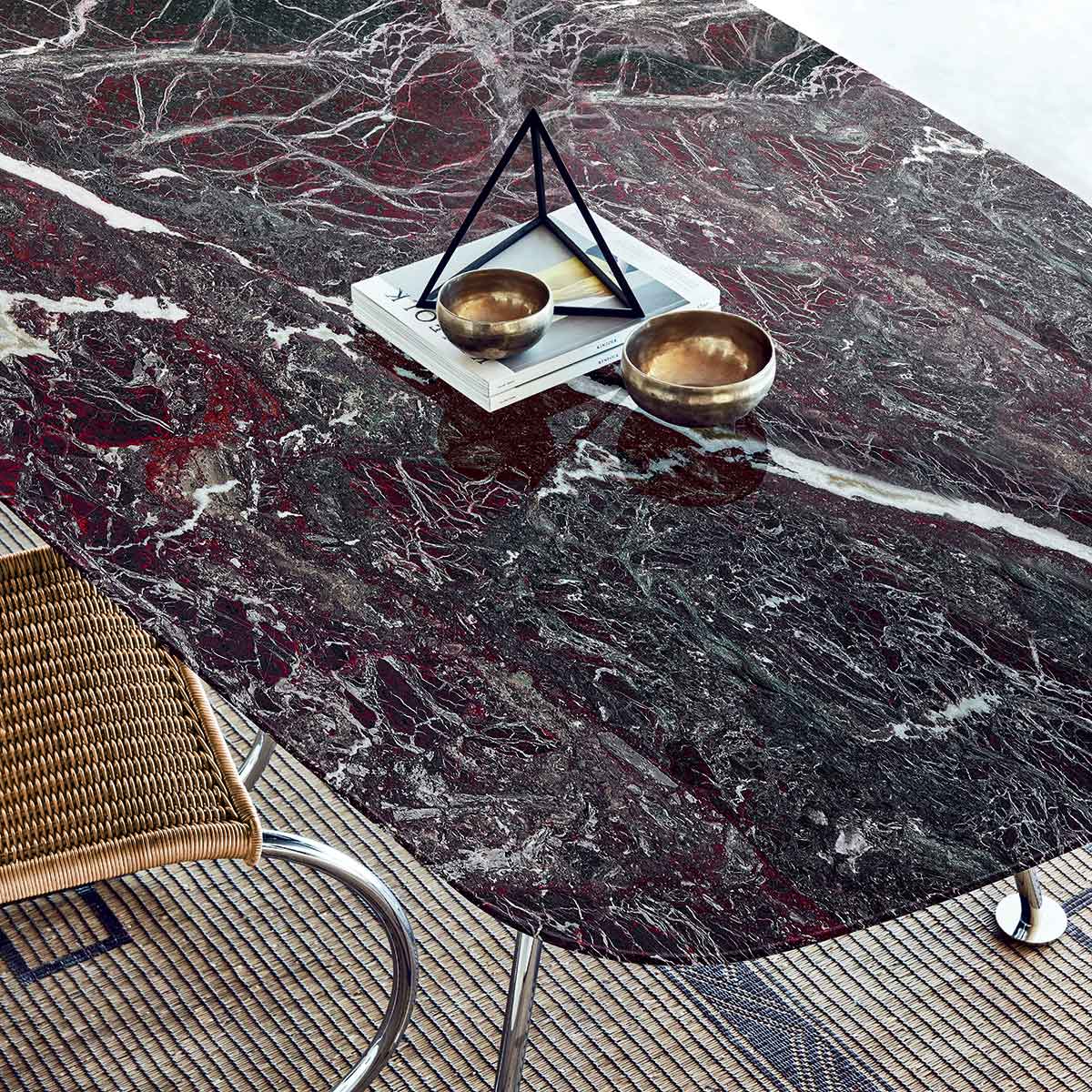 Grasshopper Dining Table | Rosso Rubino Marble Top
