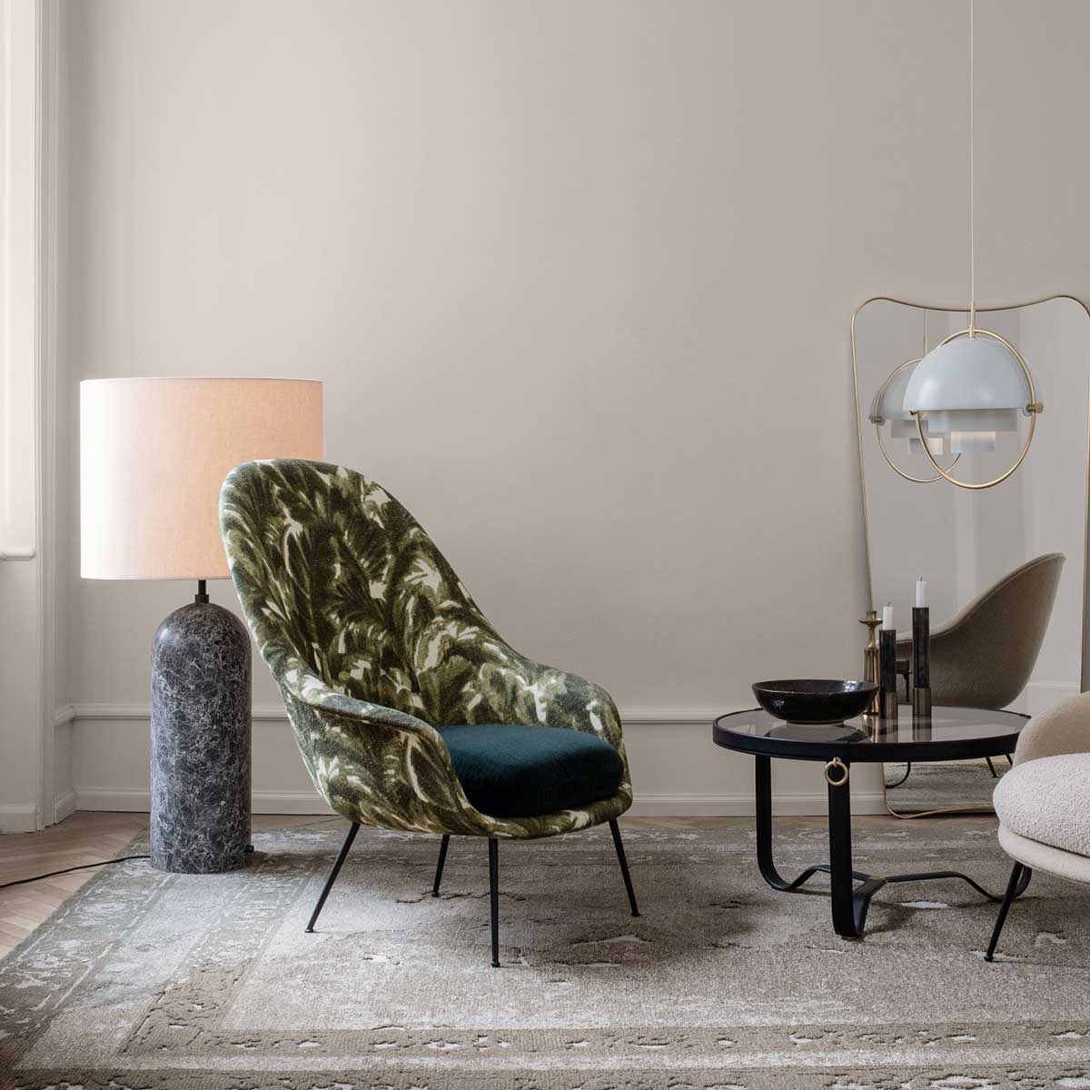 Gravity Floor Lamp XL Low | Grey Emperador Marble