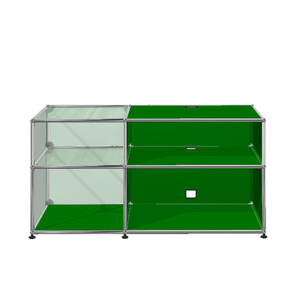 USM Glass Media Unit | Green Lacquer Panels