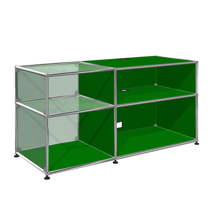 USM Glass Media Unit | Green Lacquer Panels