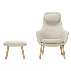 HAL Lounge Chair & Ottoman | Nubia 03 Cream and Sand Fabric Upholstery