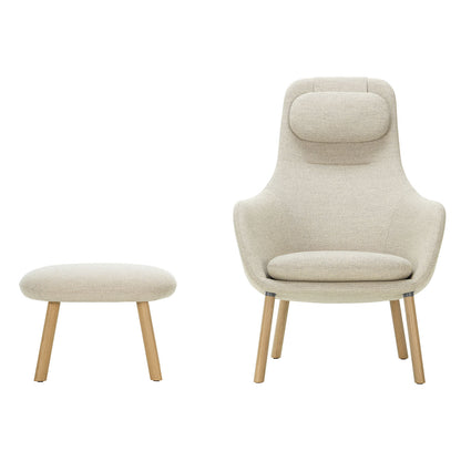HAL Lounge Chair & Ottoman | Nubia 03 Cream and Sand Fabric Upholstery