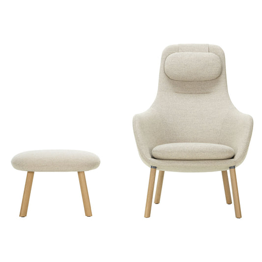 HAL Lounge Chair & Ottoman | Nubia 03 Cream and Sand Fabric Upholstery