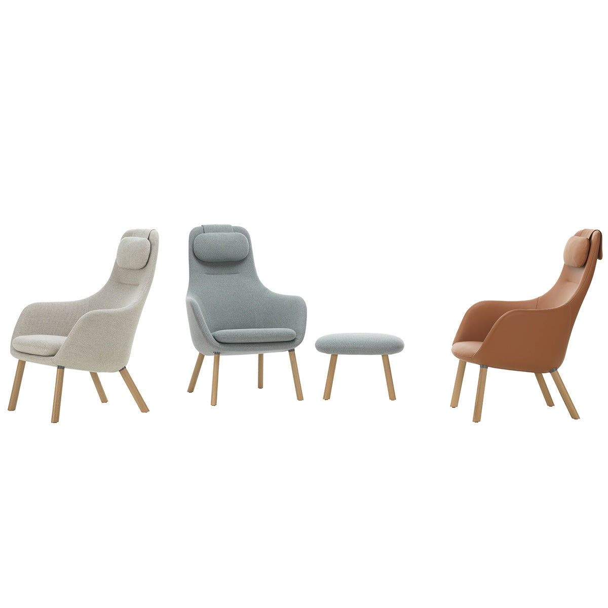 HAL Lounge Chair & Ottoman | Nubia 03 Cream and Sand Fabric Upholstery