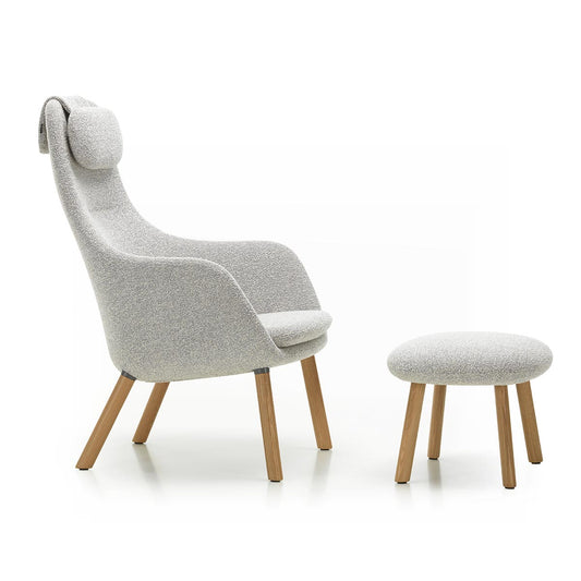 HAL Lounge Chair & Ottoman | Nubia 01 Ivory and Pearl Fabric Upholstery