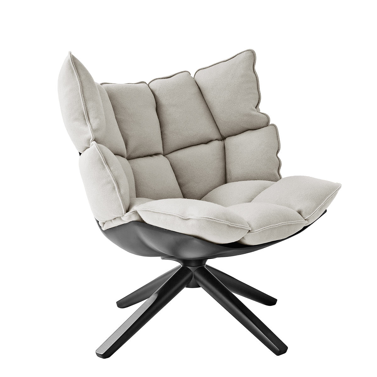 Husk Swivel Lounge Chair | Cream Alice FR Fabric
