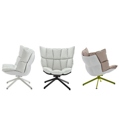 Husk Swivel Lounge Chair | White Alice FR Fabric