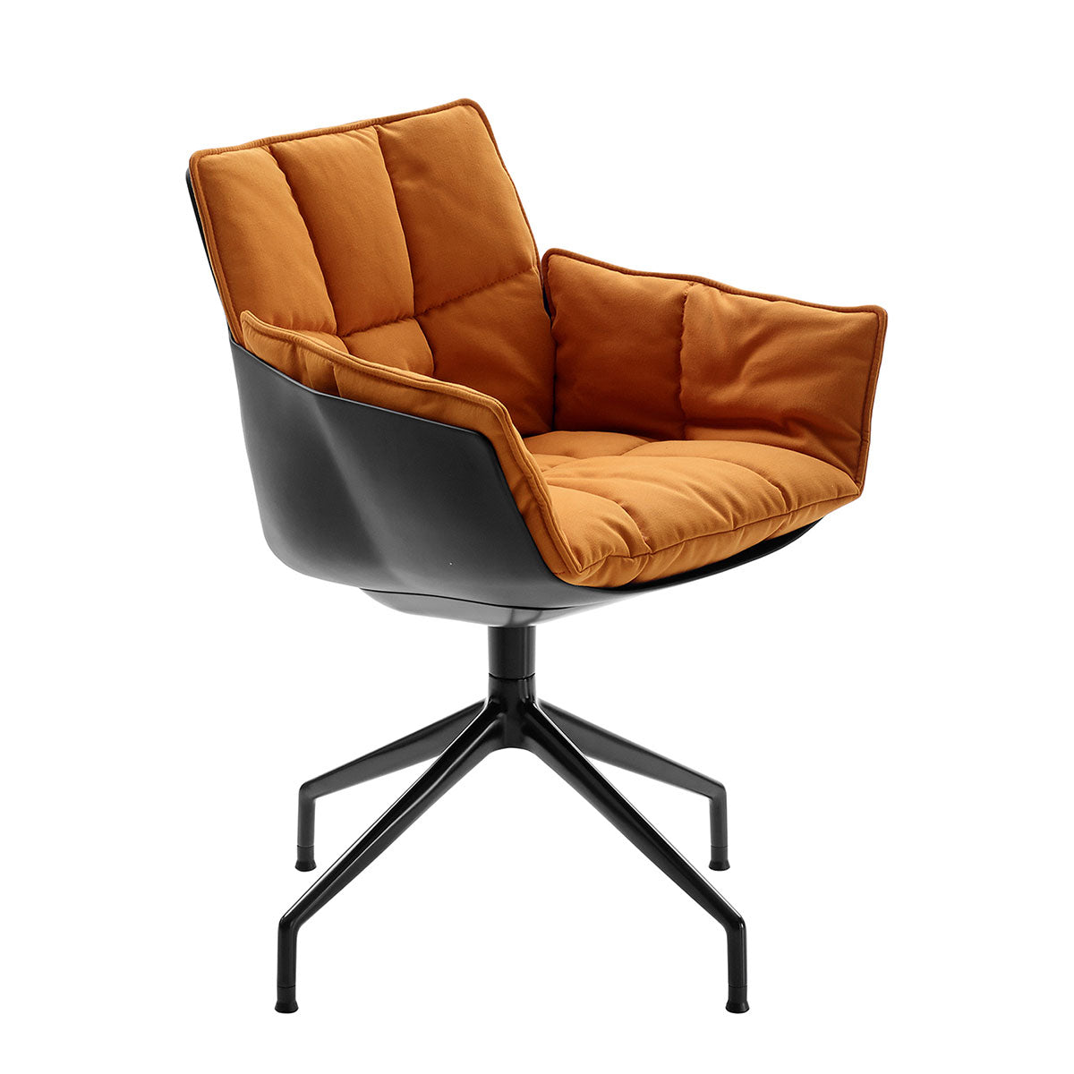 Husk Swivel Small Armchair | Hazlenut Emily Fabric Upholstery