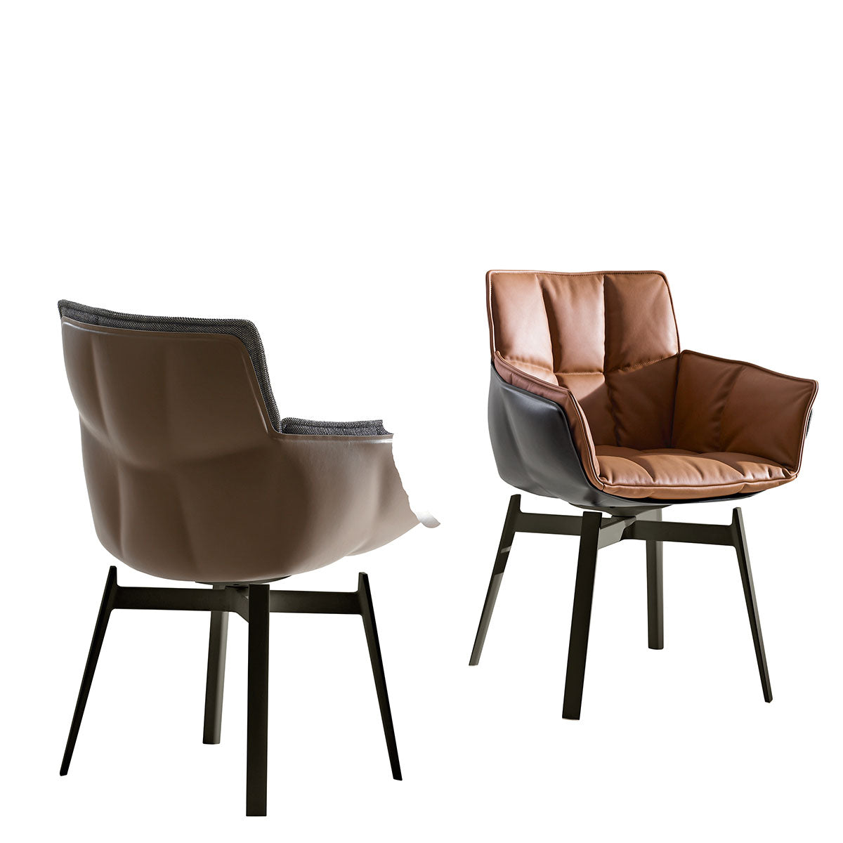 Husk Swivel Small Armchair | Hazlenut Emily Fabric Upholstery