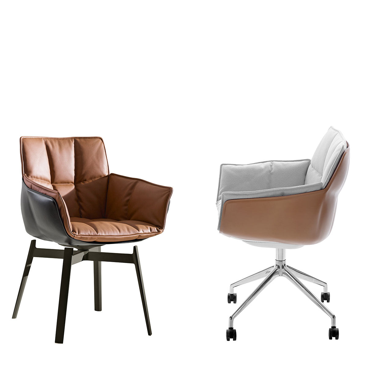 Husk Swivel Small Armchair | Hazlenut Emily Fabric Upholstery