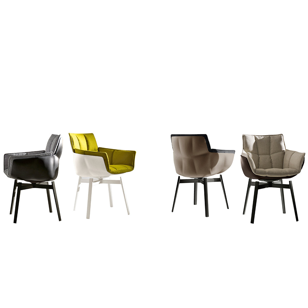 Husk Swivel Small Armchair | Hazlenut Emily Fabric Upholstery