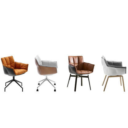 Husk Swivel Small Armchair | Hazlenut Emily Fabric Upholstery