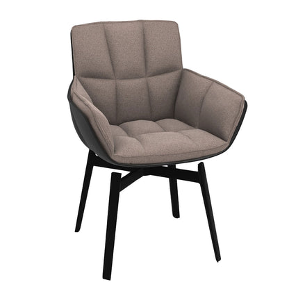 Husk Swivel Small Armchair | Hazlenut Emily Fabric Upholstery