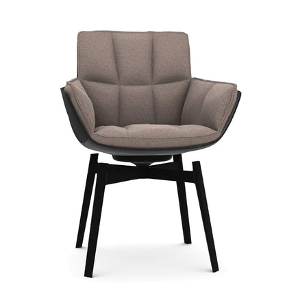 Husk Swivel Small Armchair | Hazlenut Emily Fabric Upholstery