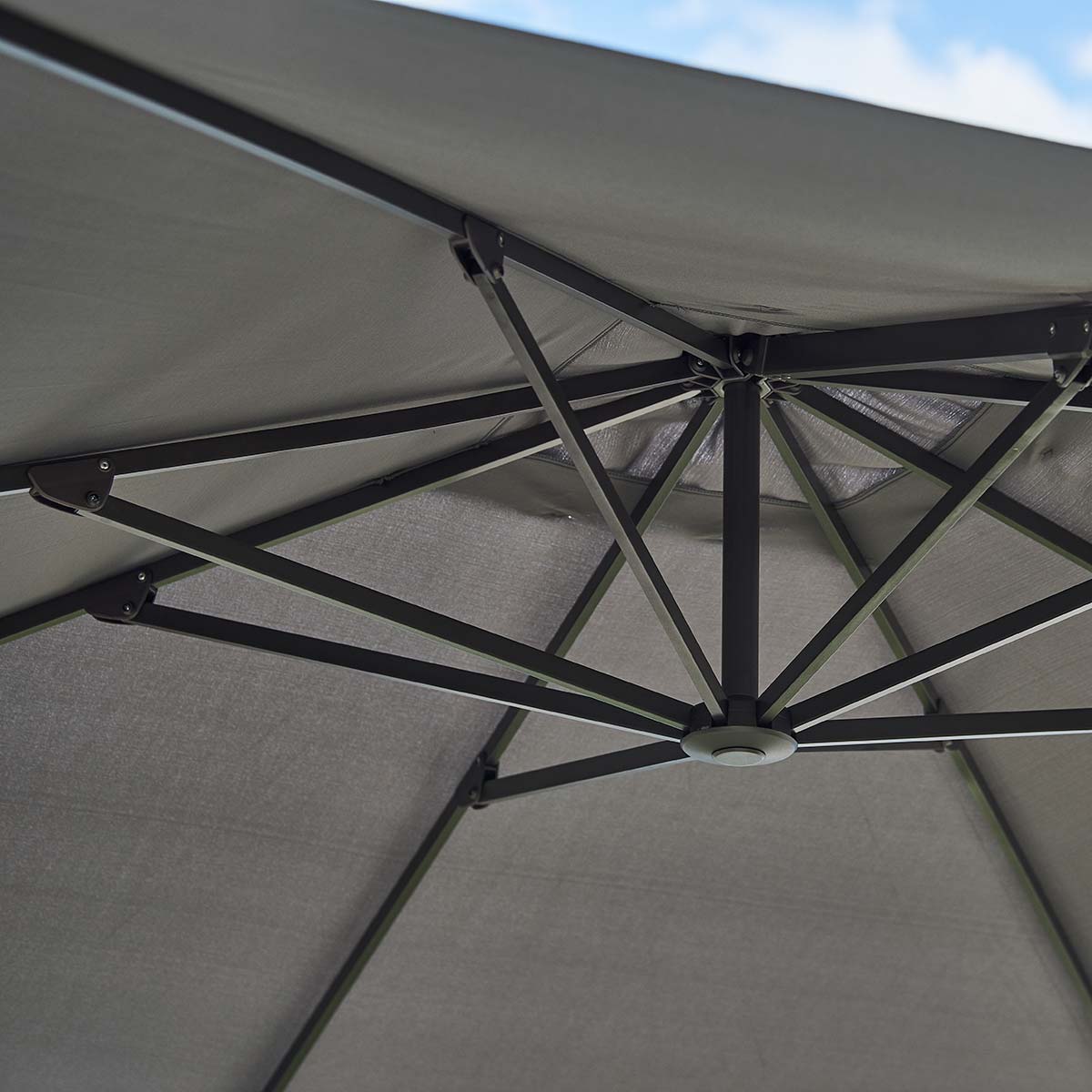 Anthracite Shade Hyde Luxe Tilt Parasol 3x3m – Aram
