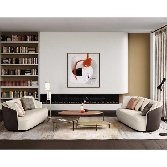 Ishino 3 Seat Sofa Deep | Off White 7615 Tonga Fabric Front